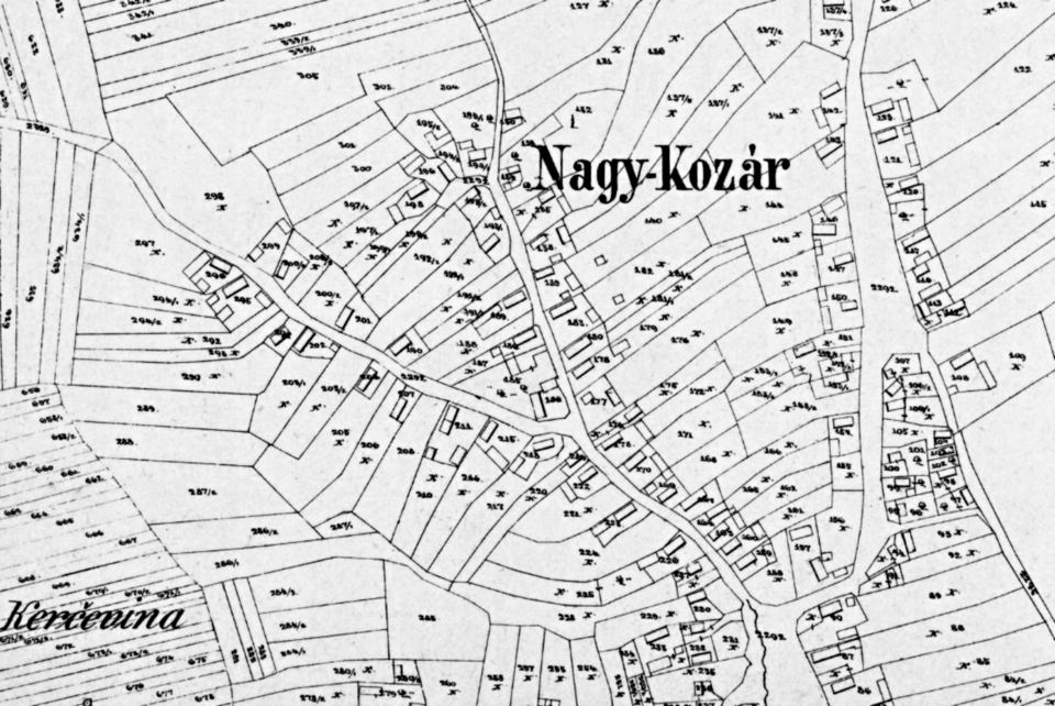 Historic cadastral map with numbered plots
